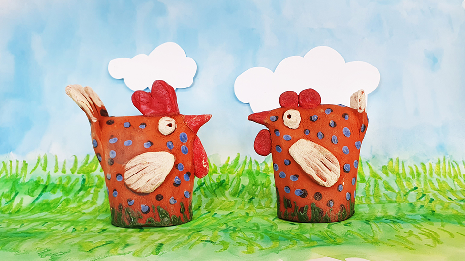 Keramik Junior: Frau Huhn und Herr Hahn
